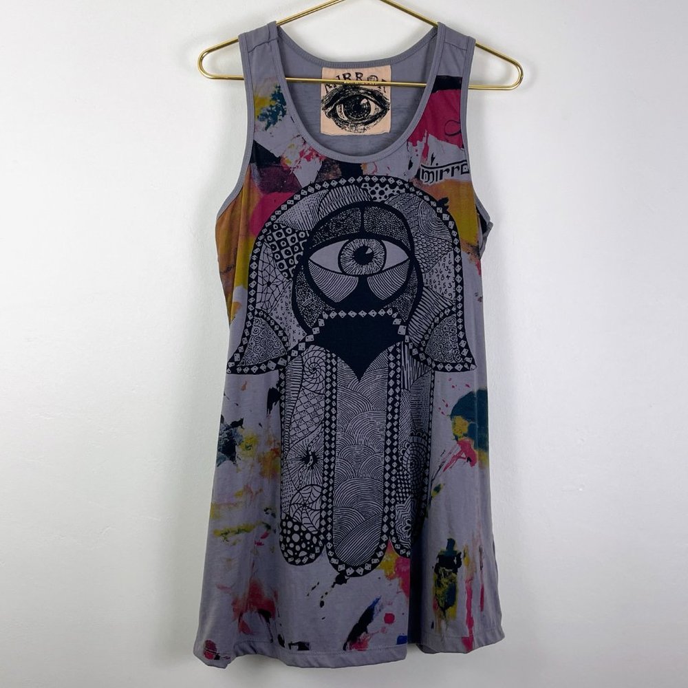 Mirror Cotton Tank Dress with Hamsa Hand Design - Picture 8 of 8